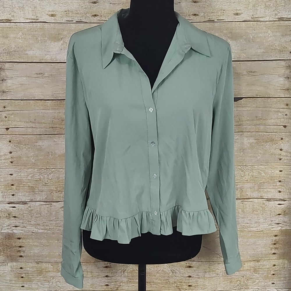 Zara Green Button Down Shirt - new